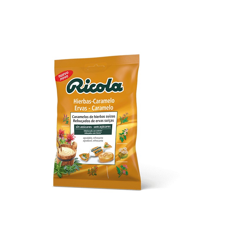 Ricola caramelos hierbas-caramelo sin azúcar 70g. Sequedad de garganta